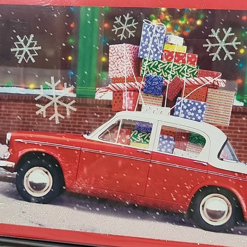 Vintage Hallmark Cares Glitter Christmas Holiday Cards Car  (16 PCS) Open Box